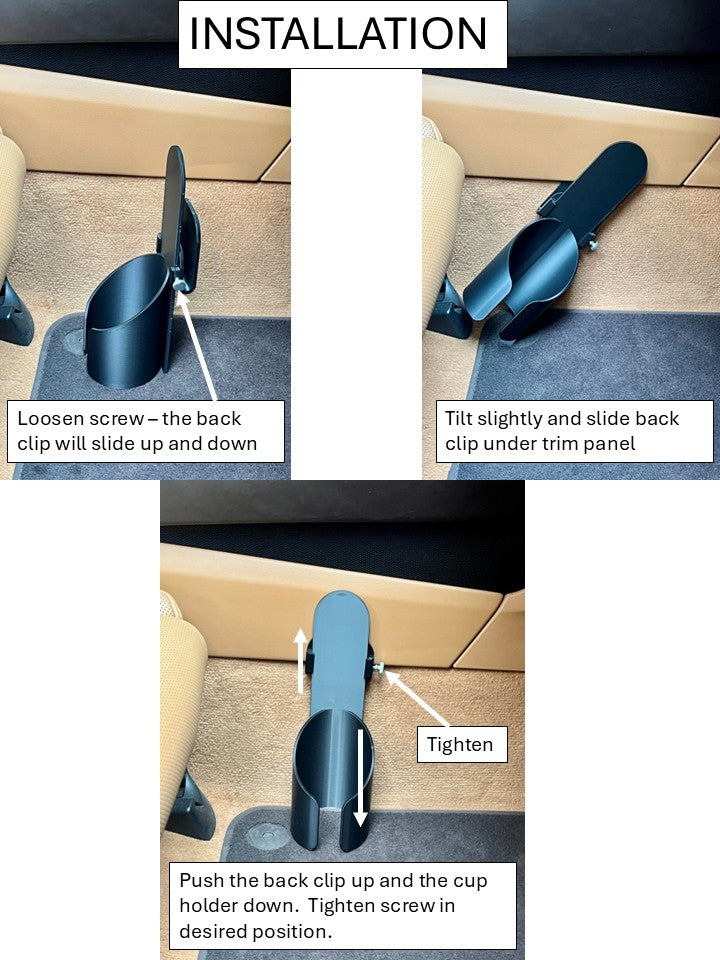 RennFlex Universal Cup Holder - Fits Most Sports Cars (No-Drill)